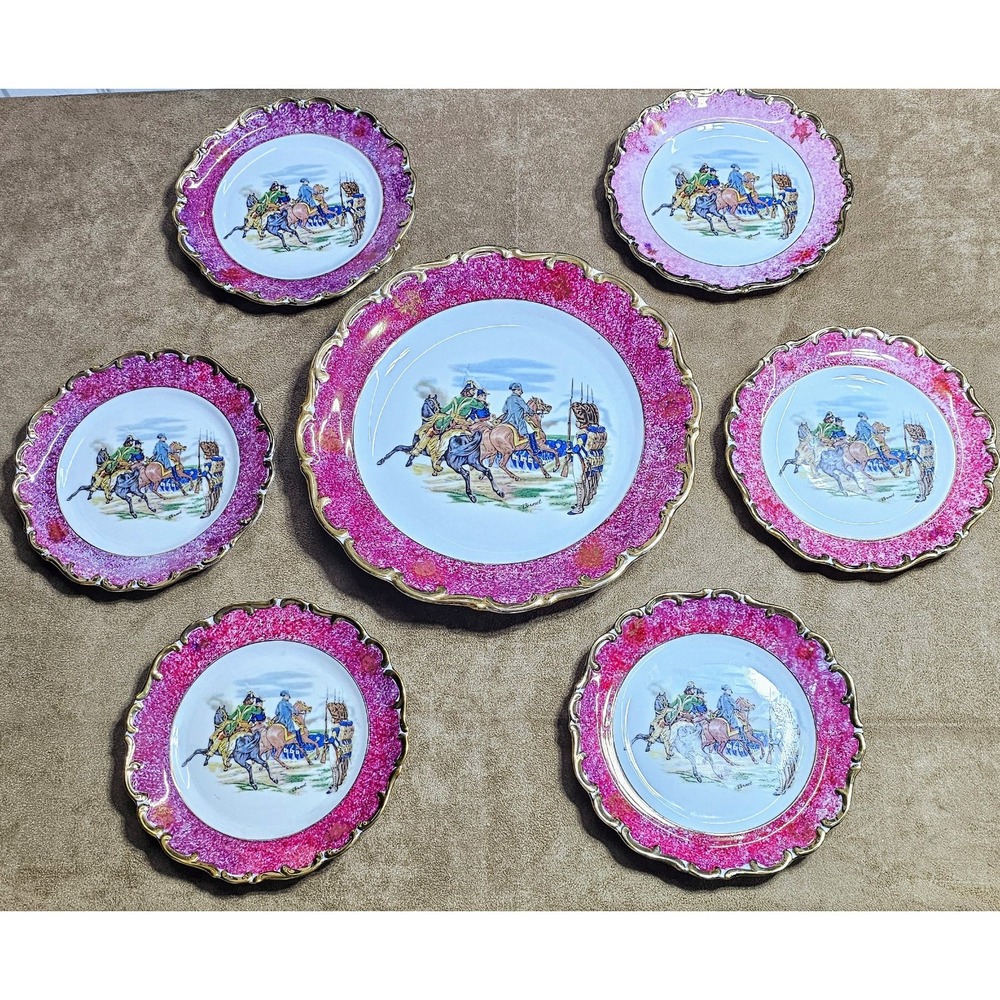 Bavaria Schumann Arzberg 7 Pc China Plate Set Royal‎ Guard Vernet Vintage